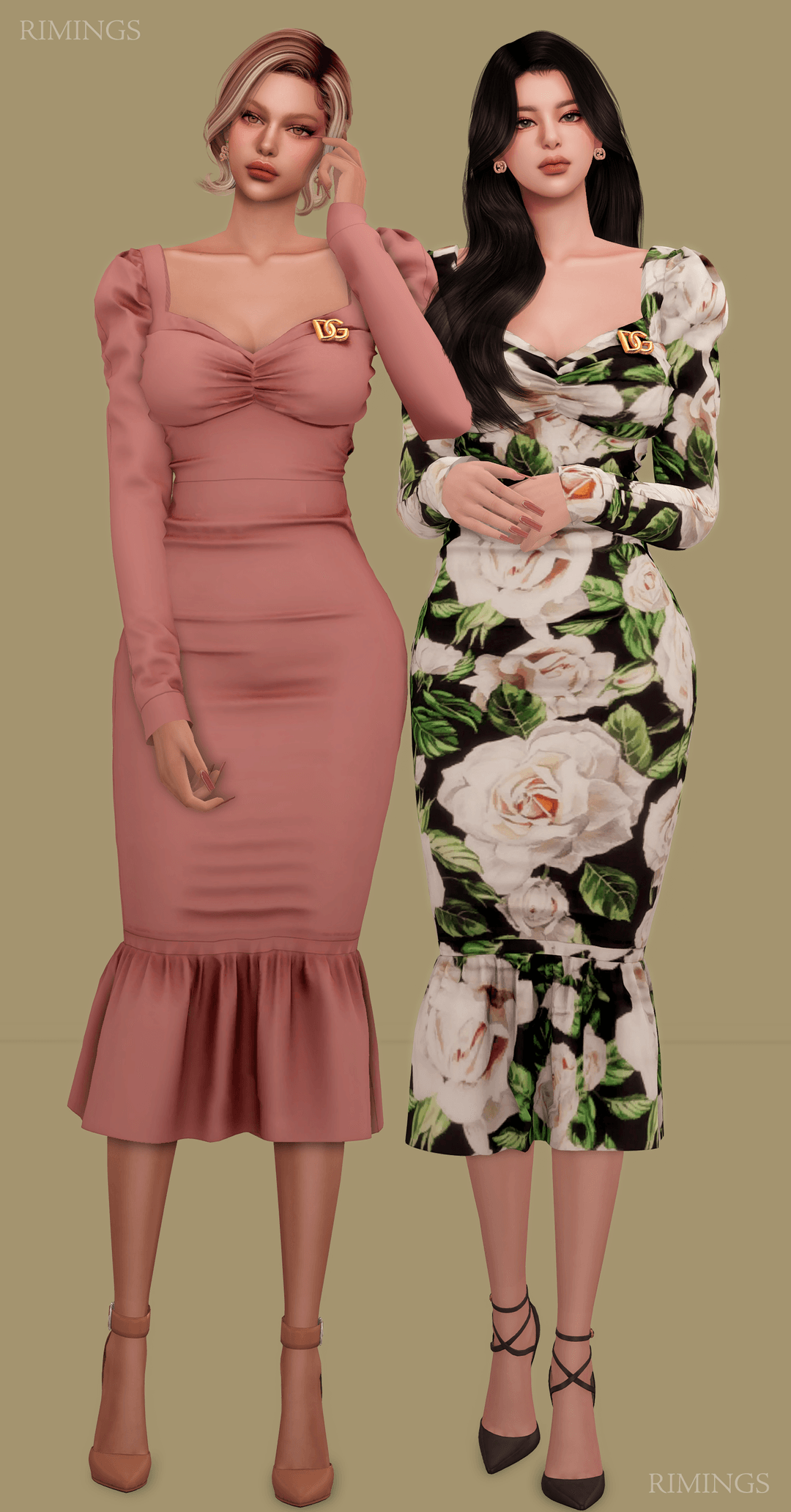 Галерея мода Сет платьев Feminine Midi Dress Set #3